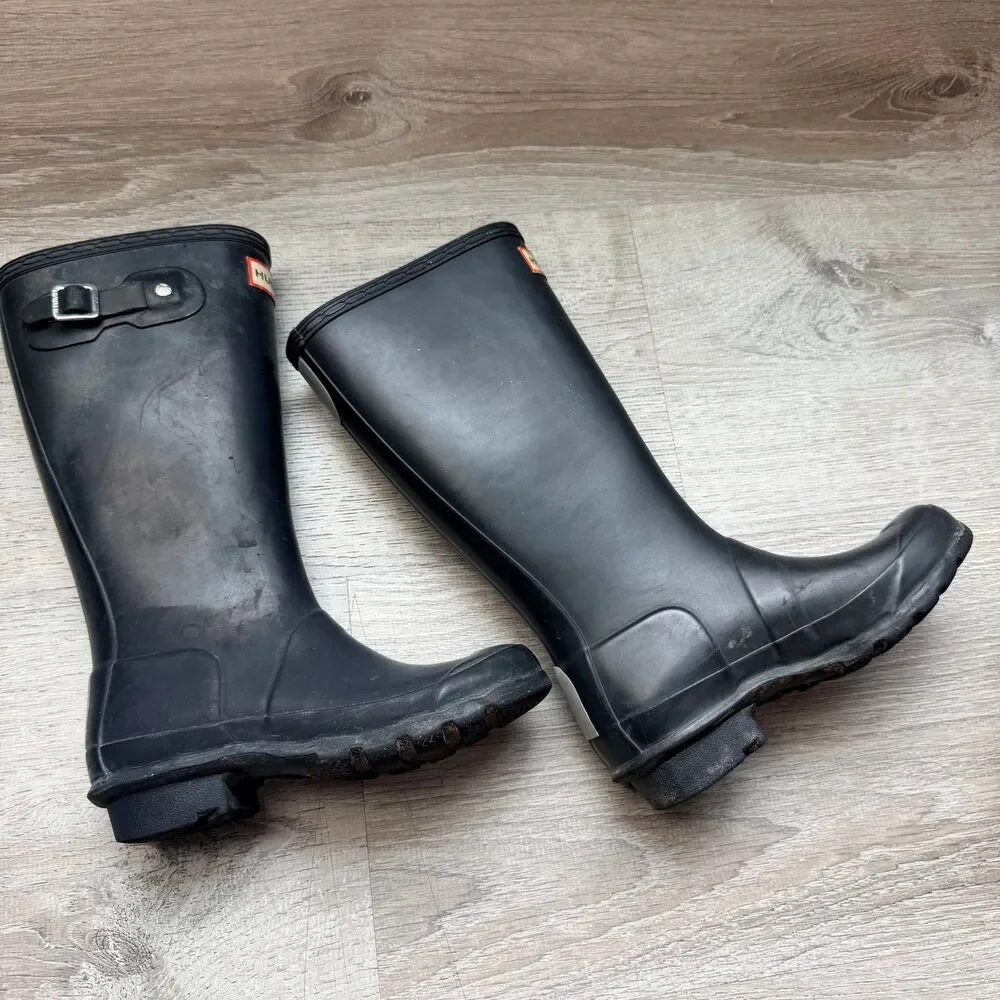 Hunter kids dark black Rain rubber Boots SIZE US 1
